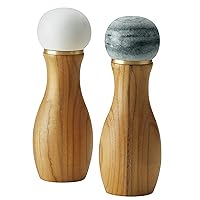Pantryware Salt Pepper Grinder Set for Seasoning, Cooking, Serving, Wood and Ceramic, 2 Piece, White and Gray