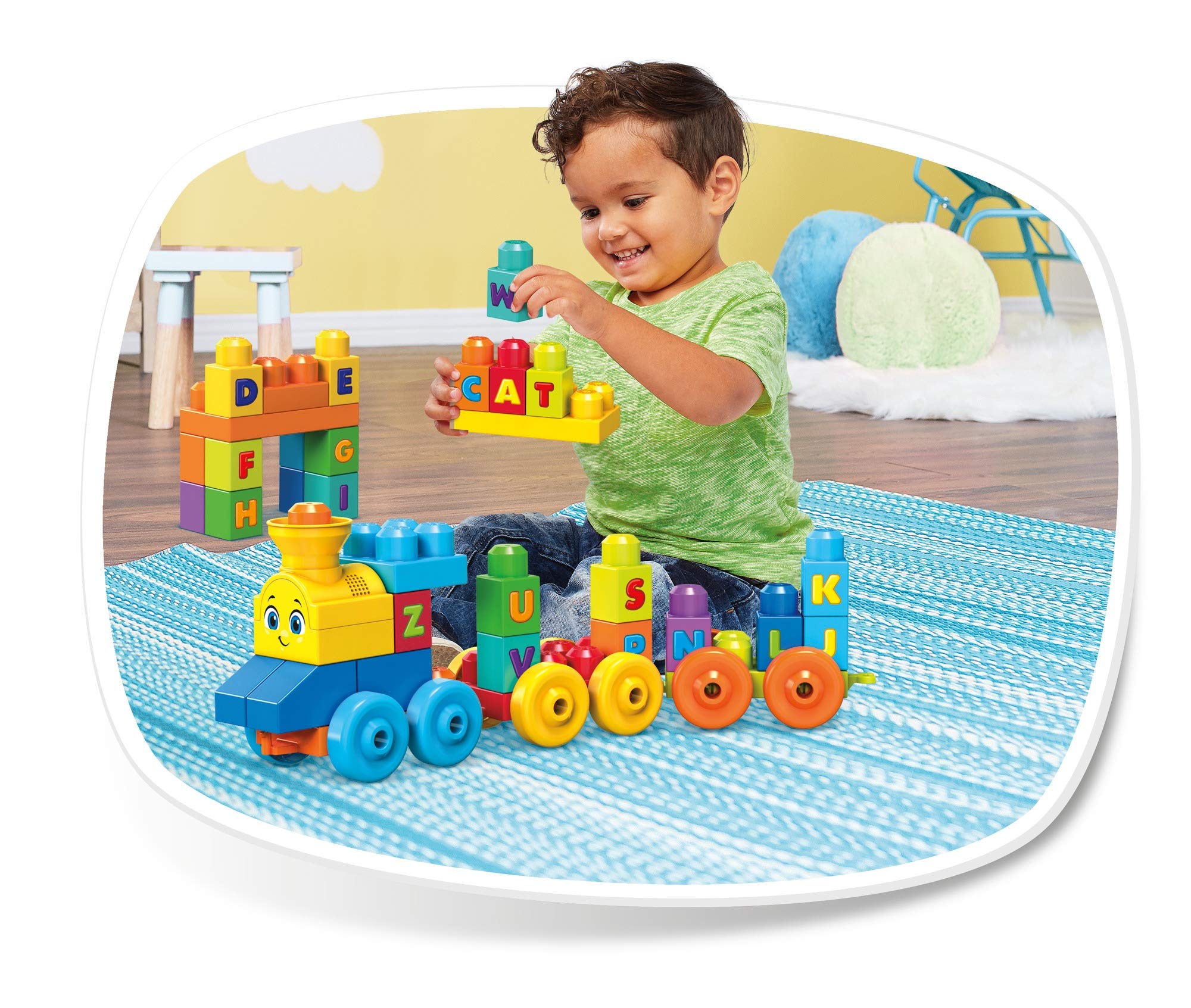 MEGA BLOKS Fisher-Price ABC Blocks Building Toy, ABC Musical Train with 50 Pieces, Music and Sounds for Toddlers, Gift Ideas for Kids Age 1+ Years