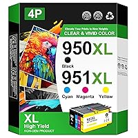 950XL 951XL Combo Pack Compatible for HP 950 951 XL Ink Cartridge Replacement for HP OfficeJet Pro 8600 8610 8620 8100 8630 8660 8640 8615 76DW 251DW (1 Black, 1 Cyan, 1 Magenta, 1 Yellow)