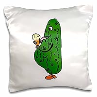 3dRose pc_196243_1 Funny Pregnant Pickle Eating Ice Cream Cone Pillow Case, 16 x 16