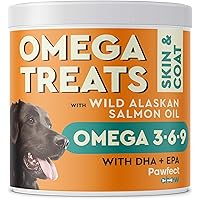 Fish Oil Omega 3 for Dogs - Allergy Relief - Joint Health - Itch Relief, Shedding - Skin and Coat Supplement - Alaskan Salmon Oil Chews - Omega 3 6 9 - EPA & DHA Fatty Acids