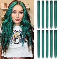 MOSCSMDY Dark Green Multi-Colors Clip on in Hair Extensions Hair Pieces Colored Party Highlights DIY Hair Accessories Extensions 20 Inches Long Hair for Girls Women