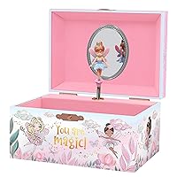 Musical Fairy Jewelry Box for Girls - Kids Music Box with Spinning Fairy and Mirror, Princess Birthday Gifts for Little Girls, Childrens Jewelry Boxes for Ages 3-10 - 6 x 4.7 x 3.5 in