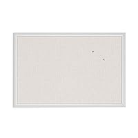 U Brands Farmhouse Bulletin Board, Linen Covered Corkboard with White Wood Frame, 30