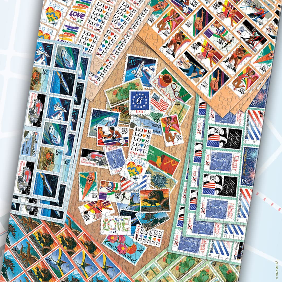 USPS “U.S. Stamps of The 80’s” 1000 Piece Jigsaw Puzzle | Collectible Puzzle Artwork Featuring Iconic & Collectible USPS Stamps | Officially-Licensed United States Postal Service Puzzle & Merchandise