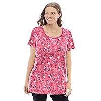 Woman Within Women's Plus Size Perfect Printed Short-Sleeve Scoopneck Tee
