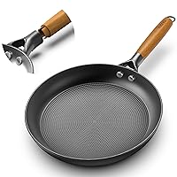 imarku Non Stick Frying Pans 10inch Frying Pan Nonstick with Detachable Wooden Handle, Egg Pan Honeycomb Cast Iron Skillet Pan, Dishwasher Safe, Oven Safe To 500°F Pans