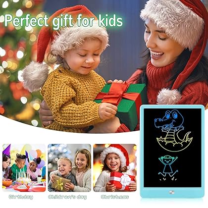 TEKFUN LCD Writing Tablet Doodle Board, 10inch Colorful Drawing Tablet Writing Pad, Girls Gifts Toys for 3 4 5 6 7 Year Old Girls Boys (Blue)