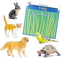 Play Builder: Pets Plastic Animal Figures/Pet Animal Figurines Toys and Fun Facts Book from The Makers of Language Builder, Multi