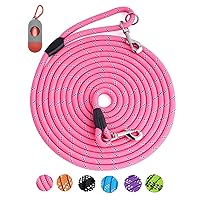 Long Dog Leash for Dog Training 16FT/30FT/50FT/100FT, Reflective Dog Leash with Lockable Hook, Heavy Duty Dog Lead for Large Medium Small Dogs Outside Walking, Playing, Camping, or Yard 30FT Pink