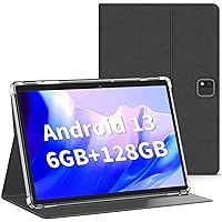 Android Tablet, 10.1 Inch Android 13 Tablet, 6GB RAM 128GB ROM, 1TB Expand, Tablet with 8000mAh Long Battery,Tablet with Dual Camera, WiFi, Bluetooth, HD Touch Screen, GMS Certified-Black