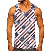 Sleeveless American Flag Shirts for Men Mens Drop arm Tank Mens Jersey Muscle Shirt Big Tall Workout Shirts Gym Tshirt