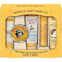Burt's Bees Easter Basket Stuffers, Essential Everyday Beauty Gifts Set, 5 Travel Size Products - Deep Cleansing Cream, Hand Salve, Body Lotion, Foot Cream and Lip Balm