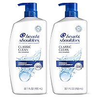 Head & Shoulders Classic Clean Dandruff Shampoo, Anti-Dandruff Treatment, 100% Flake-Free Protection, Light Fresh Scent, 72-Hour Control, Paraben-Free, for All Hair Types, 32.1 Oz Each, 2 Pack