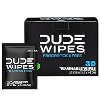 DUDE Wipes - On-The-Go Flushable Wipes - 1 Pack, 30 Wipes - Unscented Extra-Large Individually Wrapped Adult Wet Wipes - Vitamin E & Aloe - Septic and Sewer Safe