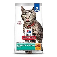 Hill's Science Diet Dry Cat Food, Adult, Perfect Weight for Healthy Weight & Weight Management, Chicken Recipe, 3 lb. Bag