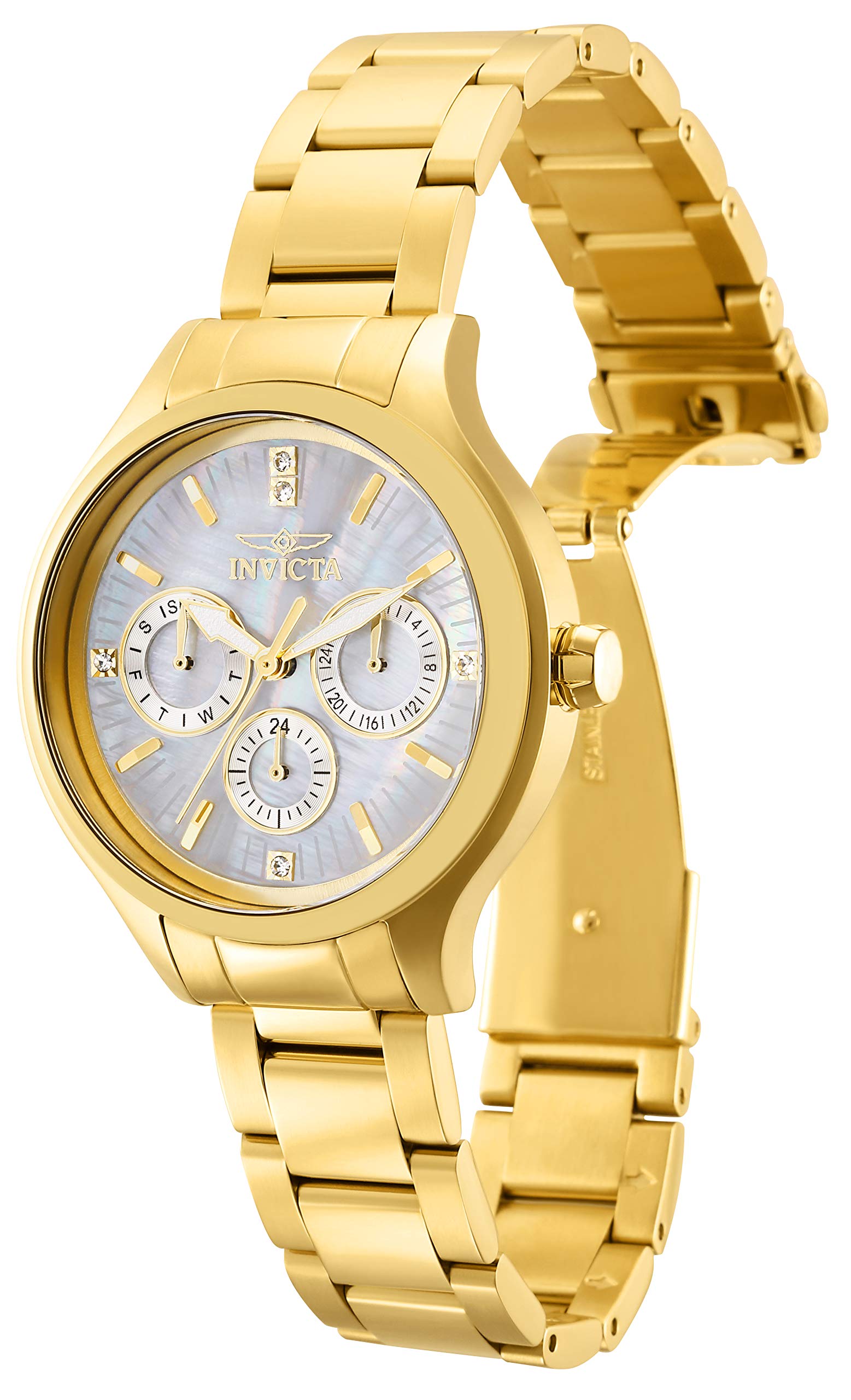 Invicta Women's Angel Quartz Watch with Stainless Steel Strap, Gold, Silver, 16 (Model: 28654, 27438)