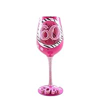 Top Shelf Decorative 60th Birthday Wine Glass, 1 Count, Pink
