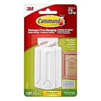 Command Wire Back Hangers, Holds up to 3 lb, 3 Hangers with 6 Command Strips, Damage Free Hanging Picture Hangers for Wire Back Frames up to 11