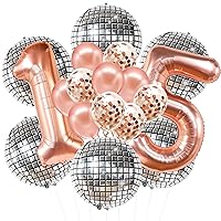 KatchOn, Rose Gold 15 Balloons Number - Pack of 2 | Rose Gold 15 Balloons Number | 15 Birthday Decorations for Girls | Happy 15th Birthday Decorations for Girls | Rose Gold Quinceanera Decorations