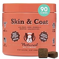 Skin & Coat Chews, Salmon & Peas Flavor, Dog Vitamins and Supplements for Healthy Skin and Coat, Itch Relief for Dogs with Allergies, Biotin, Vitamin E, and Omega 3, Antioxidant