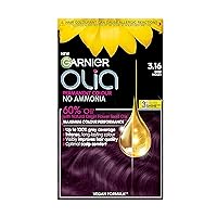 Garnier Olia Deep Violet Permanent Hair Dye, No Ammonia for A Pleasant Scent, Up To 100% Grey Hair Coverage, Maximum Colour Performance, 60% Oils - 3.16 Deep Violet