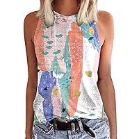 Going Out Tops for Women Sexy Plus Size Women Fashion Summer Crewneck Tank Tops Lightweight Sleeveless Printed