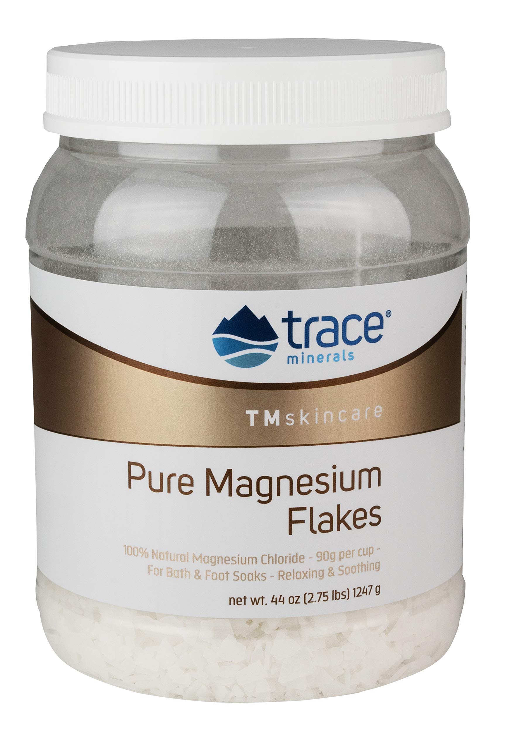 Trace Minerals | TMskincare Pure Magnesium Flakes for Bath and Foot Soaks | Promotes Feet Wellness, Soothing, and Muscle Relaxation | 44 Oz (2.75 lbs) 1247 g