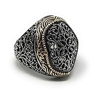 KAR 925K Stamped Sterling Silver Large Heavy Carved Men's Ring I1R