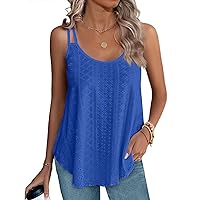 XIEERDUO Womens Tank Tops Spaghetti Strap Camisoles Eyelet Embroidery Scoop Neck Tops