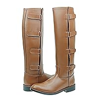Mens Man Spirit Polo Players Boots Tall Knee High Leather Equestrian Tan