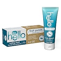 Hello Smiling Shark Fluoride Free Kids Toothpaste, Children's Fluoride Free Toothpaste, Safe for All Ages, Helps Brush Away Plaque and Helps Polish Teeth, SLS Free, Natural Fruit Punch, 4.2 oz Tube