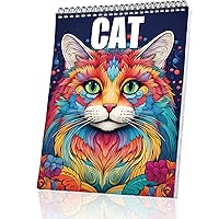 Cat Adult Coloring Book Spiral Bound One Sided Design Thick Paper, Friends with Benefits Coloring Book for Women Hardback Cover Stress Relief Anxiety Therapy Coloring Relaxation 30 Pages