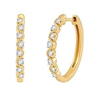 1/2 ct. T.W. Lab Diamond (SI1-SI2 Clarity, F-G Color) and 14K Gold Plating Over Sterling Silver Hoop Earrings