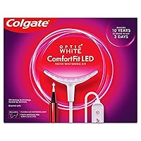 Colgate Optic White ComfortFit Teeth Whitening Kit with LED Light and Whitening Pen, LED Teeth Whitening Kit, Enamel Safe, Works with iPhone and Android