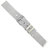 18mm Milano Silver Tone Two Piece Fine Mesh with Eyelets Mens Watch Band ME002