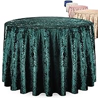 Elegant Round Tablecloth 90 Inch, Made With Fine Crushed-Velvet Material, Beautiful Emerald - Green Tablecloth With Durable Seams, Round Table Cover Great for Weddings, Parties, Baby Showers & Events