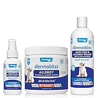 Vetnique Labs Dermabliss Seasonal Allergy Relief Bundle Allergy Chews for Dogs (60ct), Anti-Itch Relief Shampoo (16oz) & Allergy Relief Spray for Dogs (4oz)