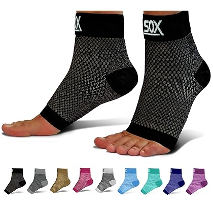 SB SOX Plantar Fasciitis Relief Socks (1 Pair) for Women & Men - Best Compression Sleeves for All Day Wear with Foot/Arch Pain Relief (Black, X-Large)