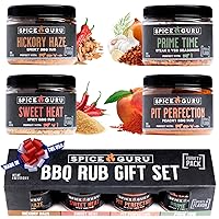 Spice Guru BBQ Rub Set - 4 Flavor BBQ Seasoning Set - Fathers Day Gifts for Men Who Cook - Dad Gifts for Dad - Men Gifts - Birthday Gifts for Men - BBQ Grilling Accessories - Grilling Gifts for Men