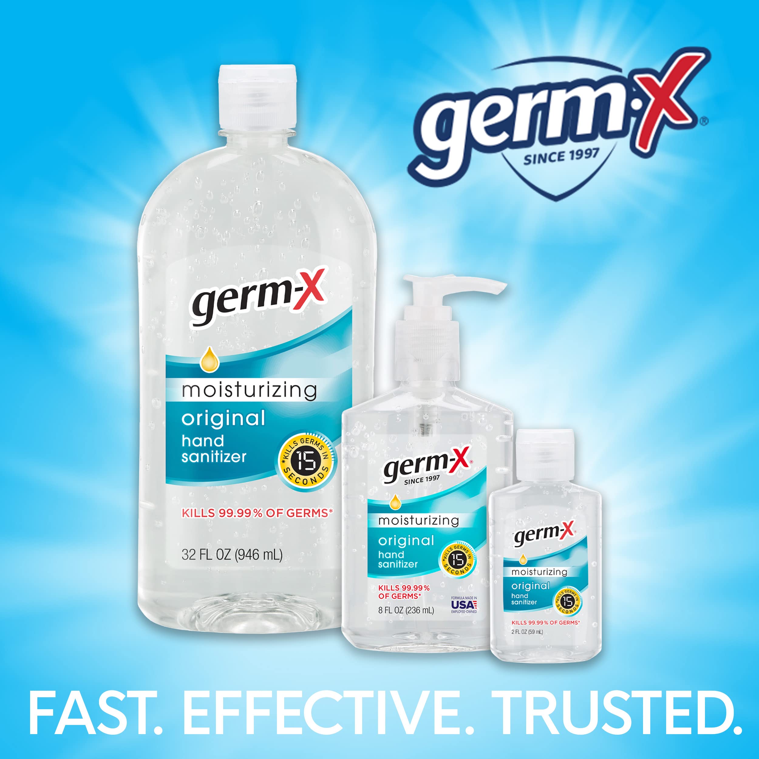 Germ-X Original Hand Sanitizer, Non-Drying Moisturizing Gel with Vitamin E, Instant and No Rinse Formula, Back to School Supplies College, 8 Fl Oz Pump Bottle (Pack of 12)