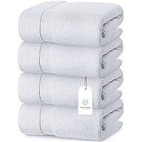 Luxury Bath Towels Set of 4 Large - 700 GSM Cotton Ultra Soft Bath Towels 27x54 | Highly Absorbent and Quick Dry | Hotel Towels for Bathroom Luxury, Plush Shower Towels, White