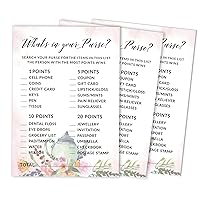 Wedding Shower Bachelorette Party Bulk Activity Game Cards Whats in Your Purse Bridal Shower Game 50-Pack Tea Party