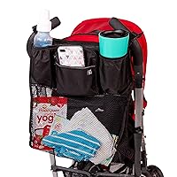 J.L. Childress Cups 'N Cargo Universal Stroller Organizer with Cup Holders and Mesh Storage Compartment - Deep Cup Holders - Multiple Zippered Pockets - Fits Uppababy, Stroller Wagons & More - Black