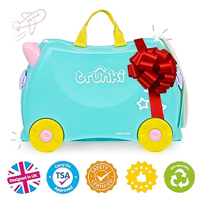 Trunki Ride-On Kids Suitcase, Tow-Along Toddler Luggage, Carry-On Cute  Bag with Wheels