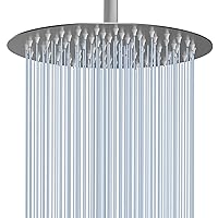 Voolan Rain Shower Head, High Flow Large Rainfall Showerhead Made of All Metal Stainless Steel, Waterfall Body Covering, Universal Wall and Ceiling Mount (12 Inch, Brushed Nickel)