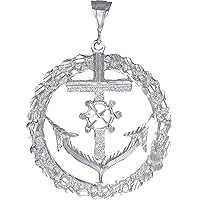 Nugget Design Sterling Silver Anchor Pendant Necklace Large and Heavy with Chain