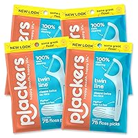 Twin-Line Dental Floss Picks, 75 Count (Pack of 4)