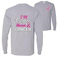 Im Tougher Than Cancer Breast Cancer Awareness Front&Back Mens Long Sleeves