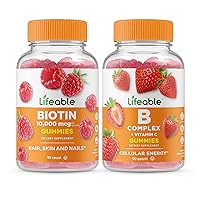 Lifeable Biotin + Collagen & Biotin, Gummies Bundle - Great Tasting, Vitamin Supplement, Gluten Free, GMO Free, Chewable